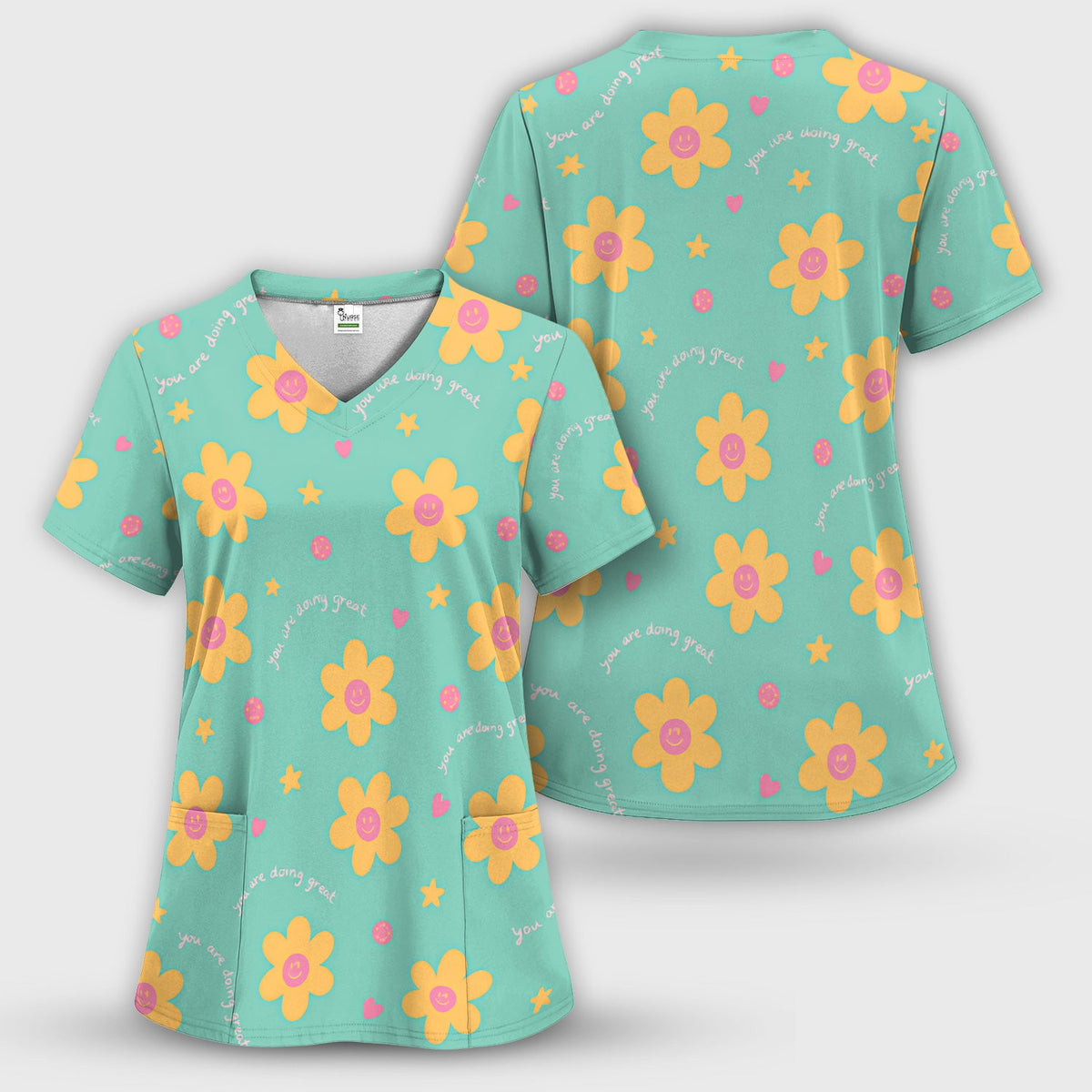 Smiley Flower Nurse Scrub Set