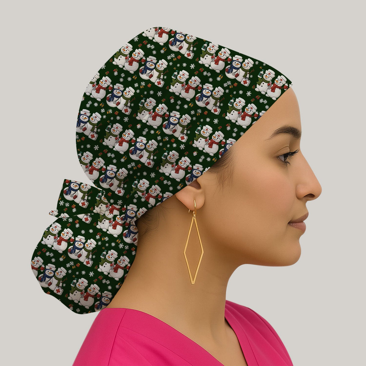 Snowman Scrub Cap - Christmas Gift For Nurse
