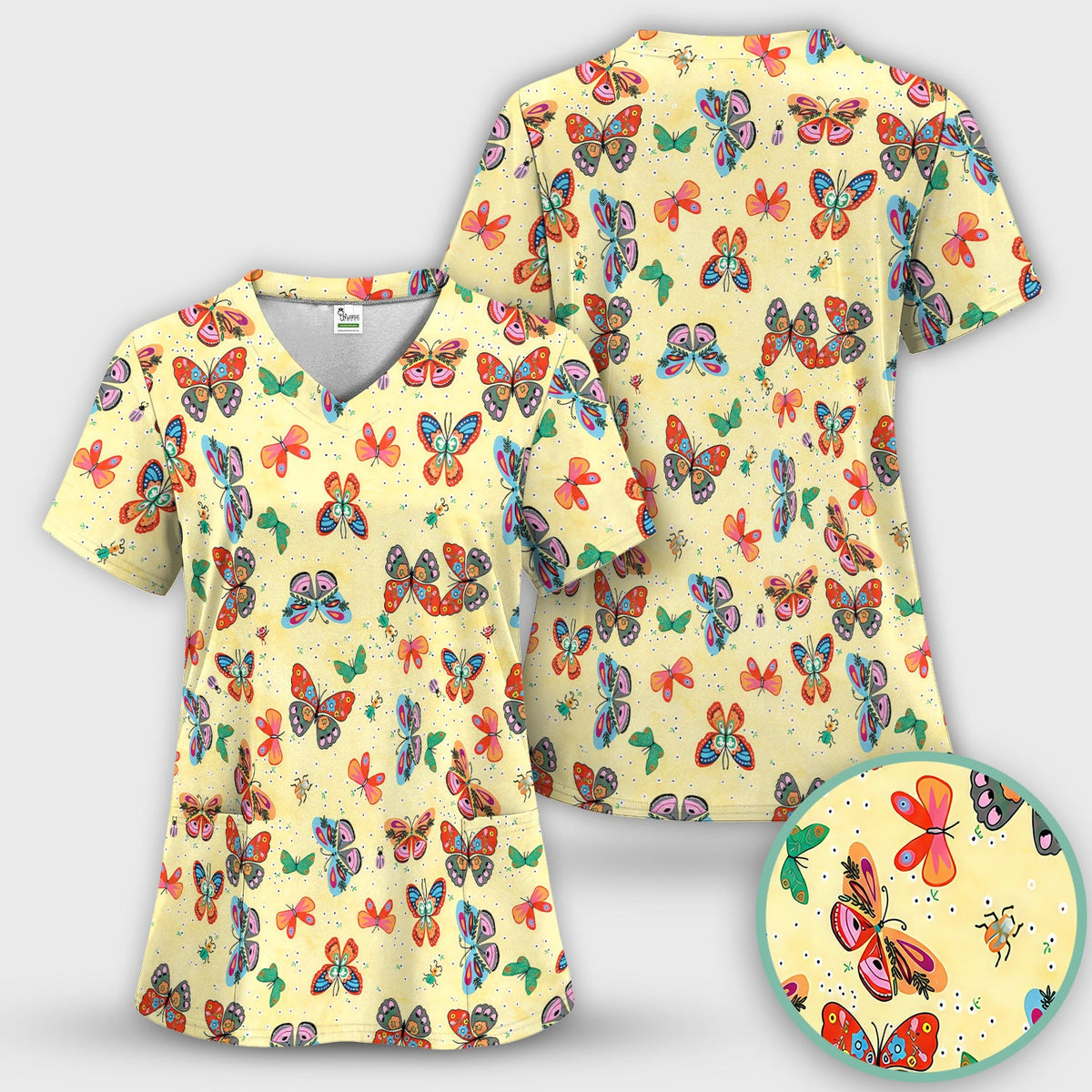 Colorful Butterfly Garden Nurse Scrub Set
