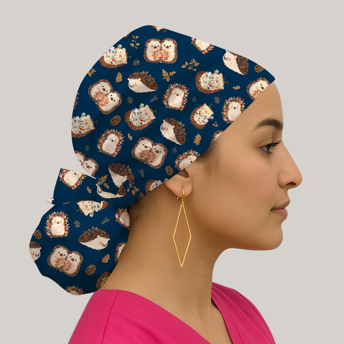 Hedgehog Floral Scrub Cap