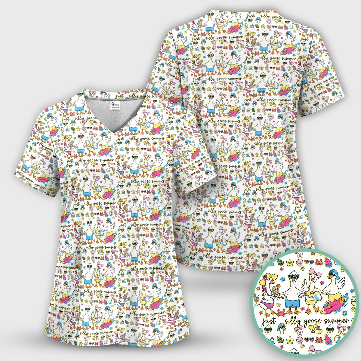 Silly Goose Summer Nurse Scrub Top