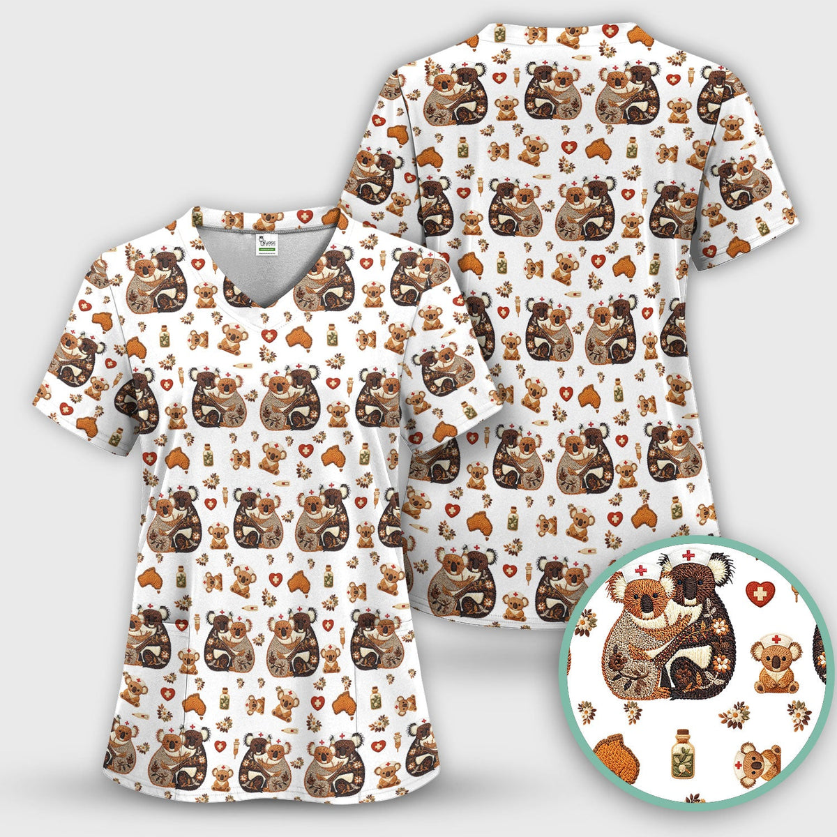 Koala Nurse Scrub Set - Valentines Day Gift