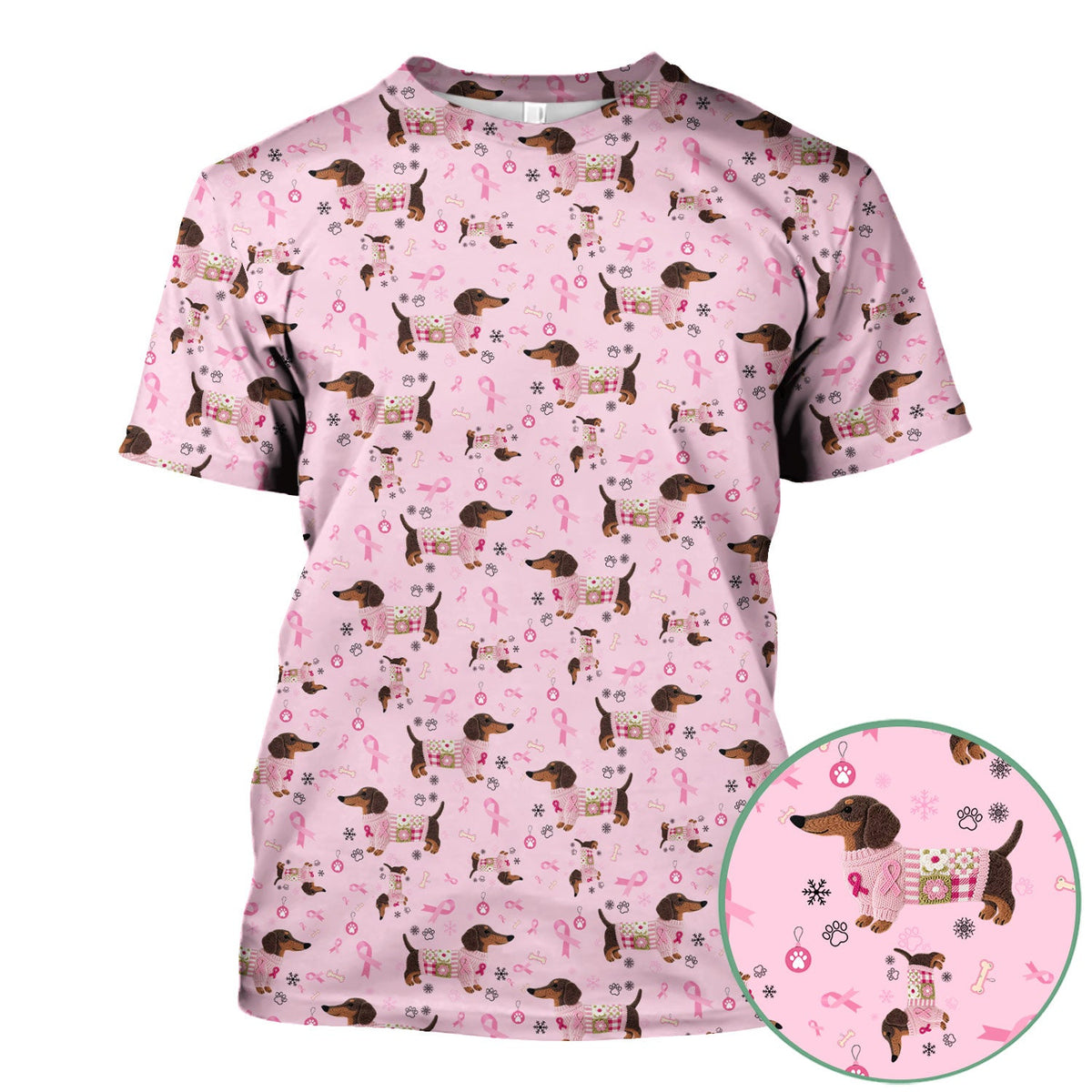 Pink Ribbon Dachshund Nurse Scrub Top