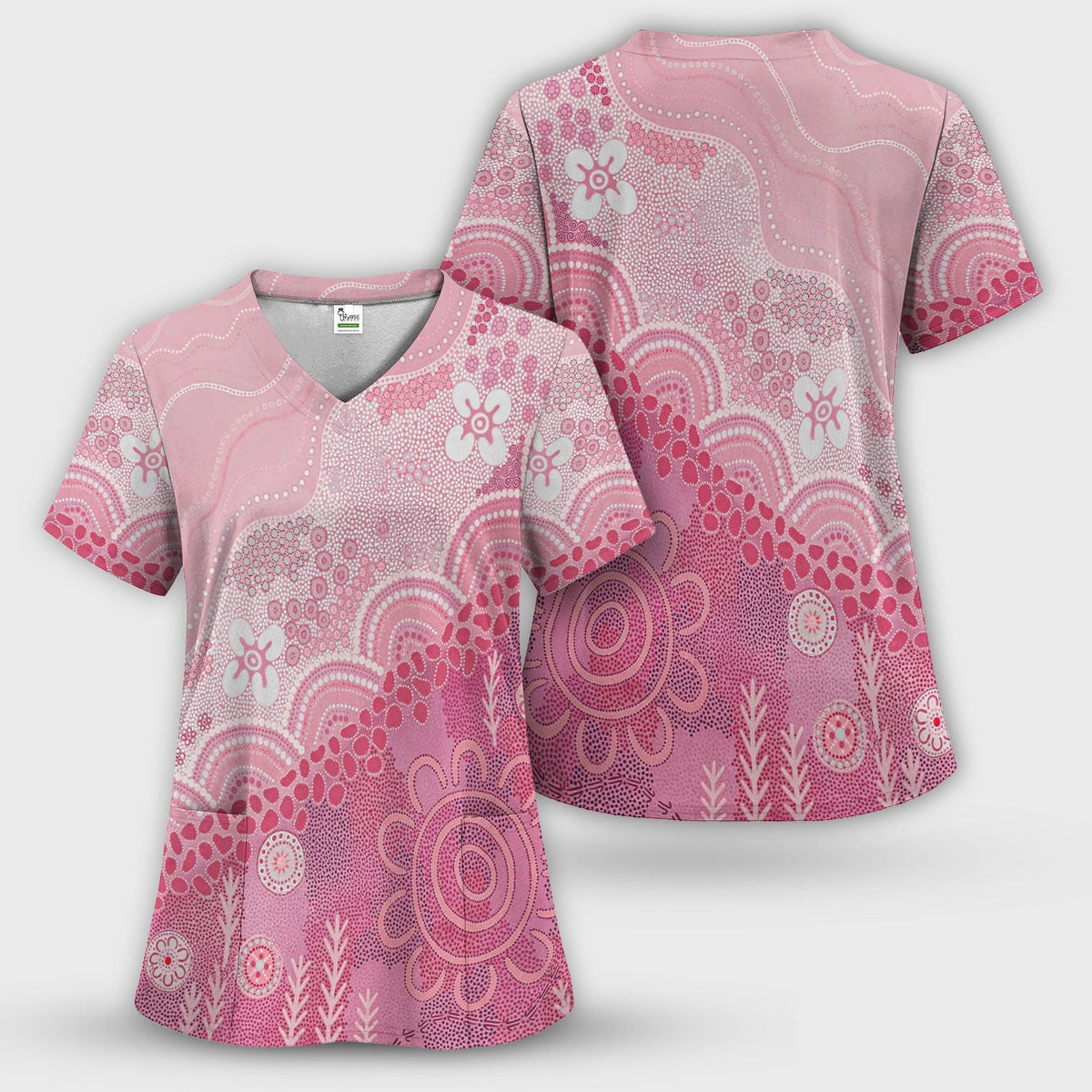 Floral Mandala Dot Nurse Scrub Set