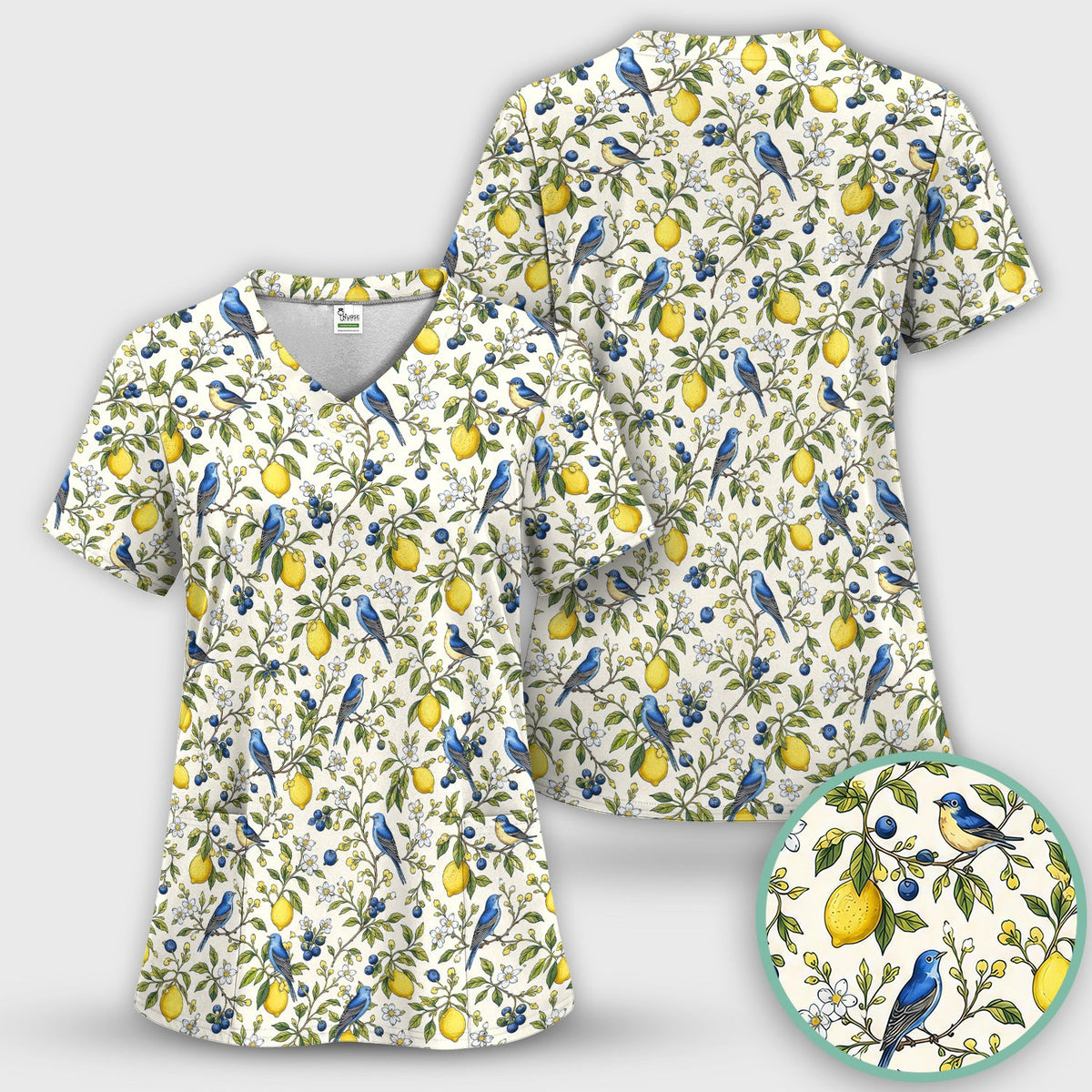 Bluebird Lemon Blossom Nurse Scrub Top
