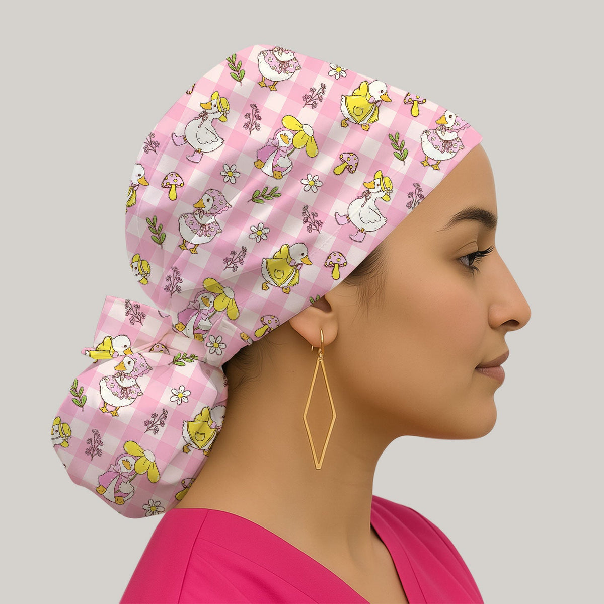Duck Outfit Gingham Scrub Cap