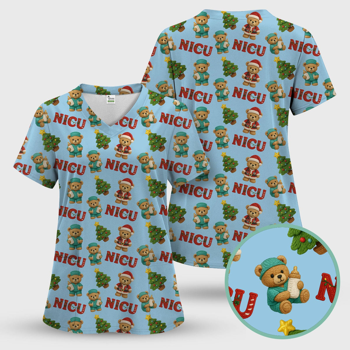 NICU Nurse Teddy Bear Scrub Set - Christmas Gift