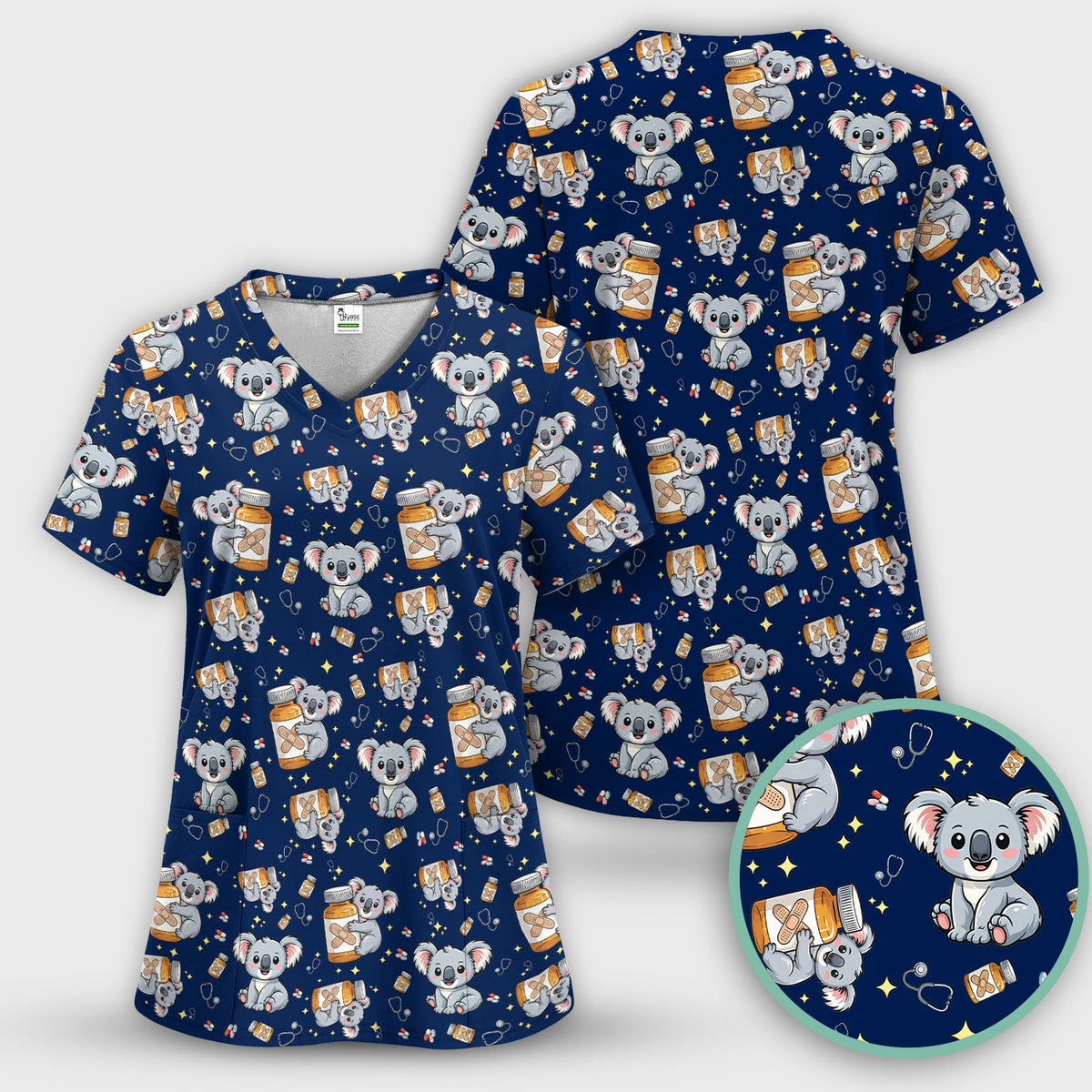 Koala Bandage Medicine Nurse Scrub Set