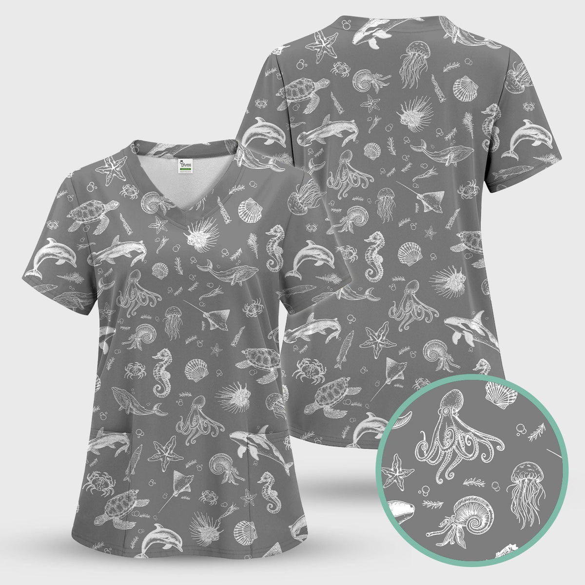 Marine Sea Life Nurse Scrub Set