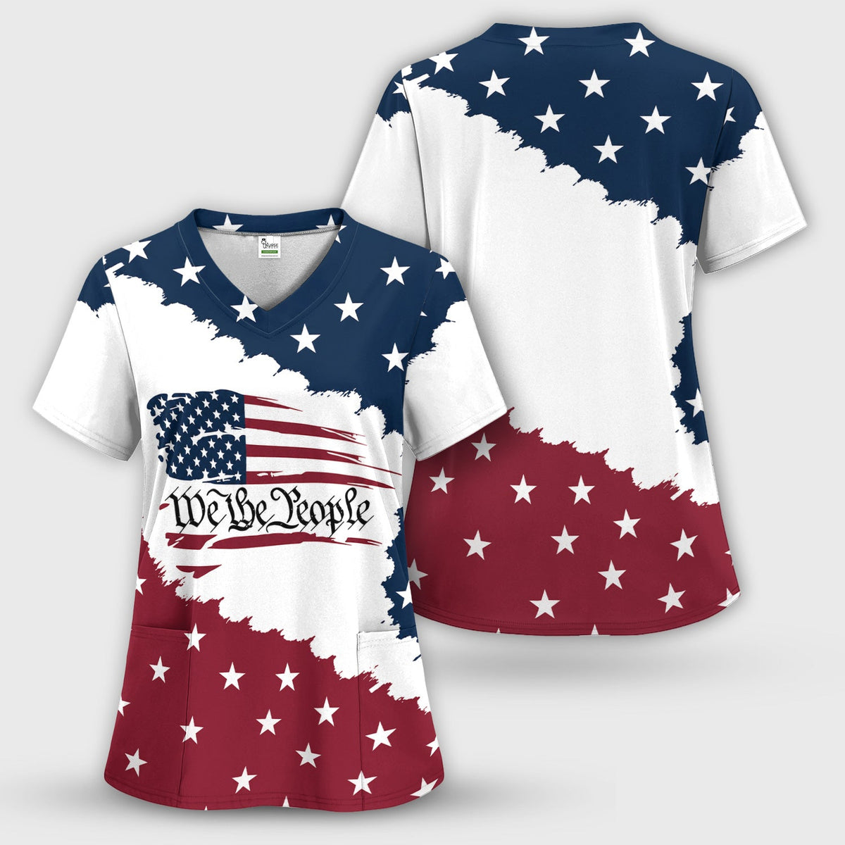 We Be People Flag Nurse Scrub Set