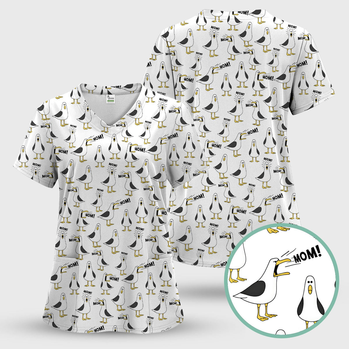 Seagull Mom Nurse Scrub Top
