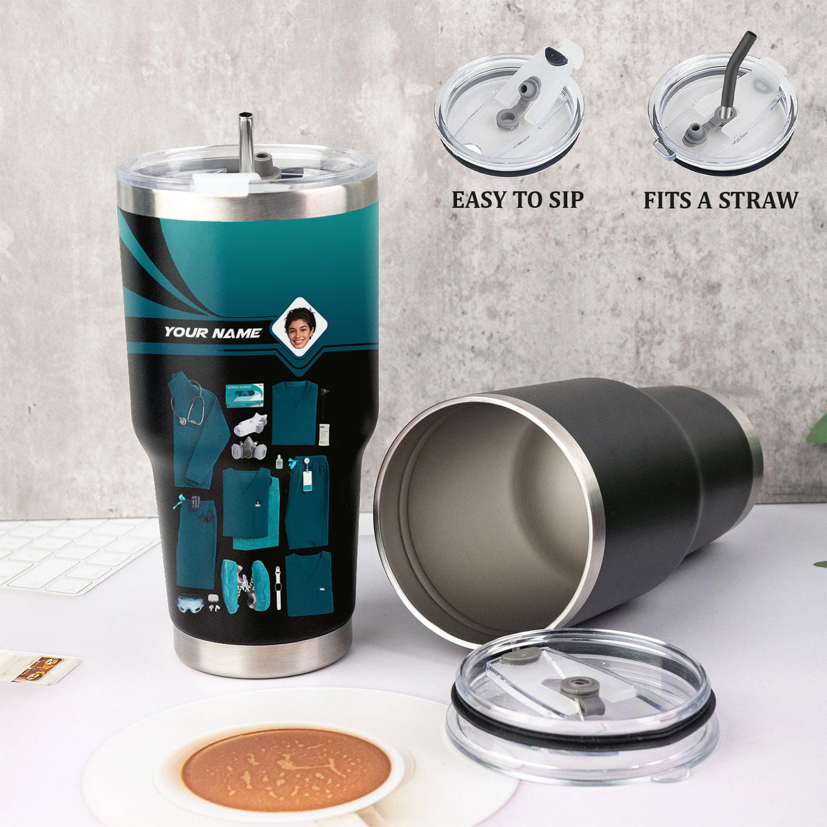 Personalized Photo Scrubs Tools Nurse Tumbler
