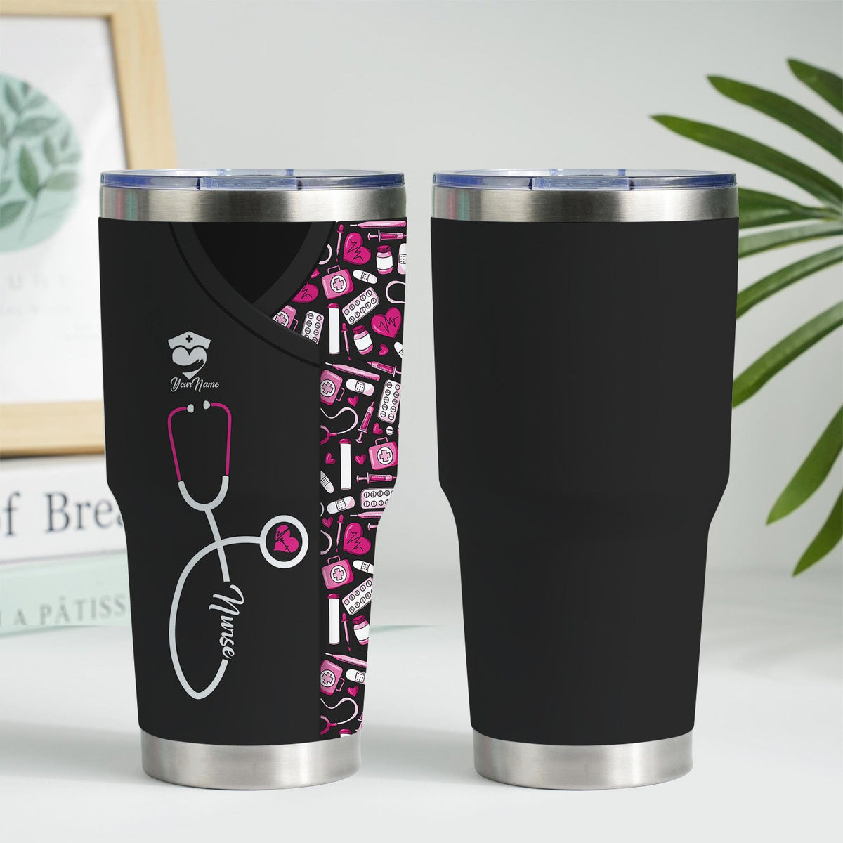 Personalized Stethoscope Medical Icons Nurse Tumbler