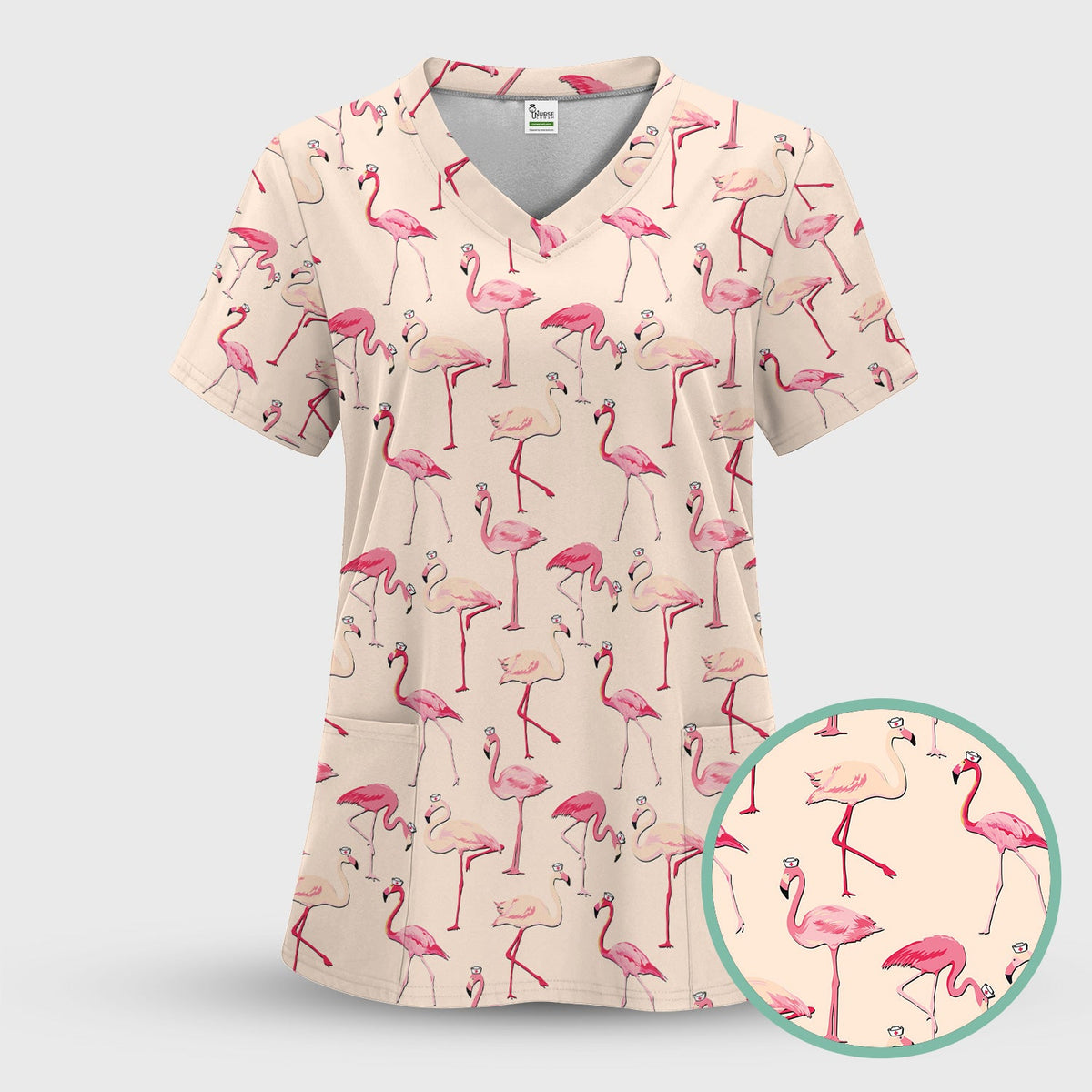 Flamingo Nurse Scrub Top