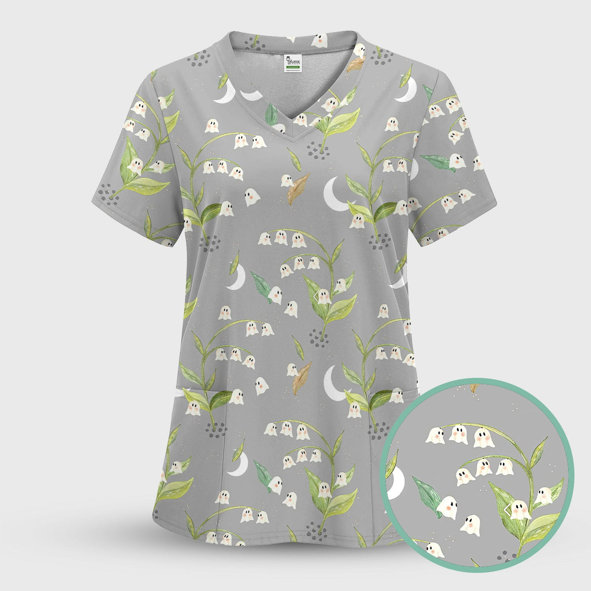 Floral Ghost Lily Nurse Shirt