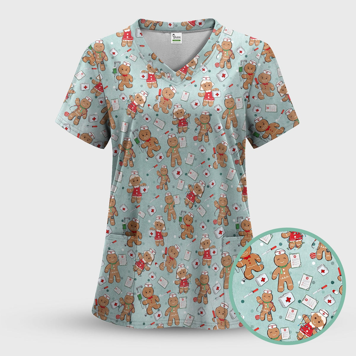 Gingerbread Man Scrub Top - Christmas Gift For Nurse