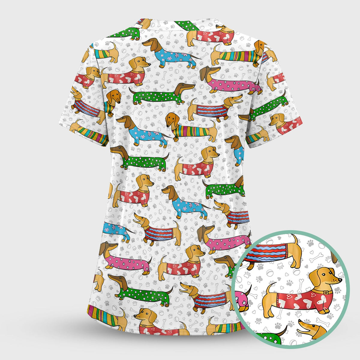 Dachshund Dog Nurse Scrub Top