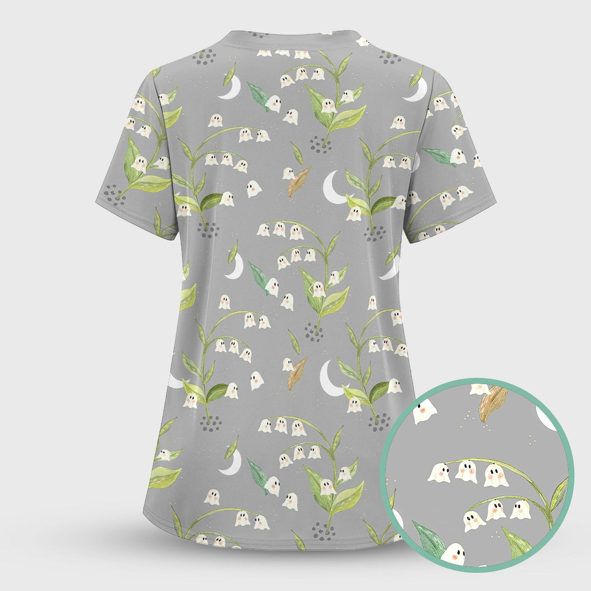 Floral Ghost Lily Nurse Shirt