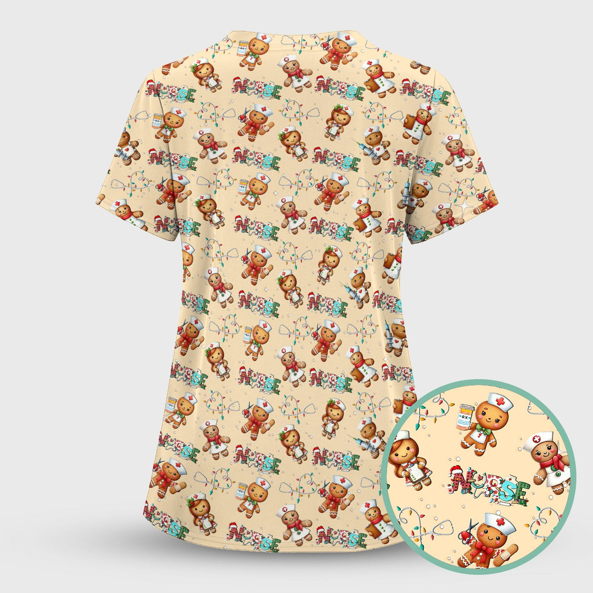 Gingerbread Cookie Nurse Scrub Top - Christmas Gift
