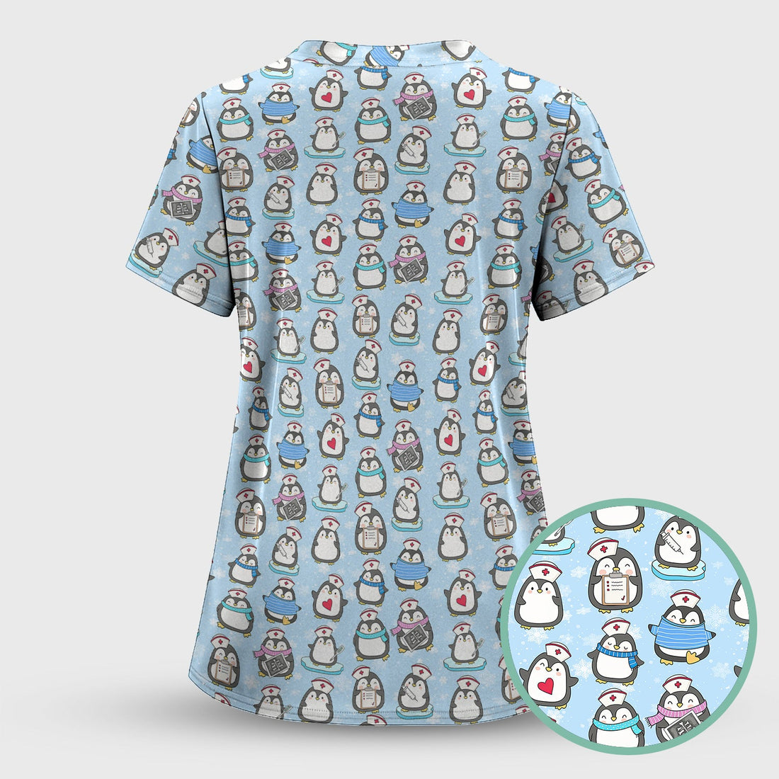 Personalized Penguin Winter Nurse Scrub Top