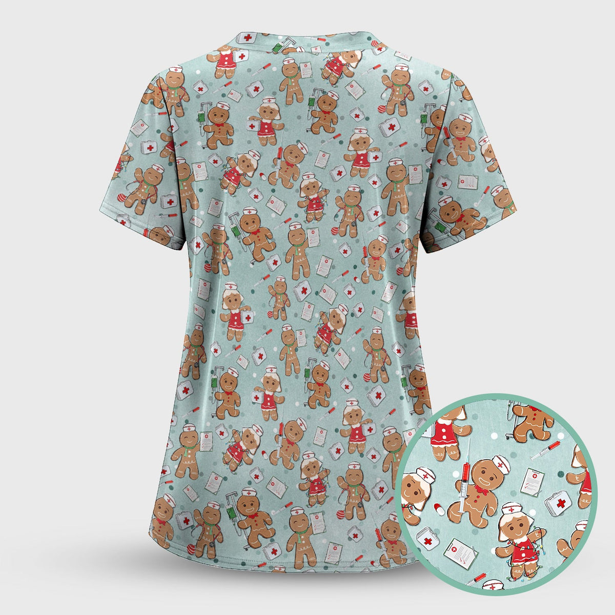 Gingerbread Man Scrub Top - Christmas Gift For Nurse