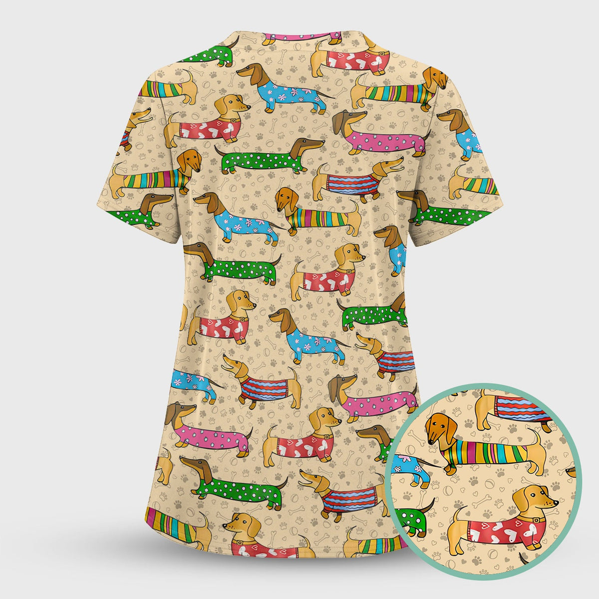 Dachshund Dog Nurse Scrub Top