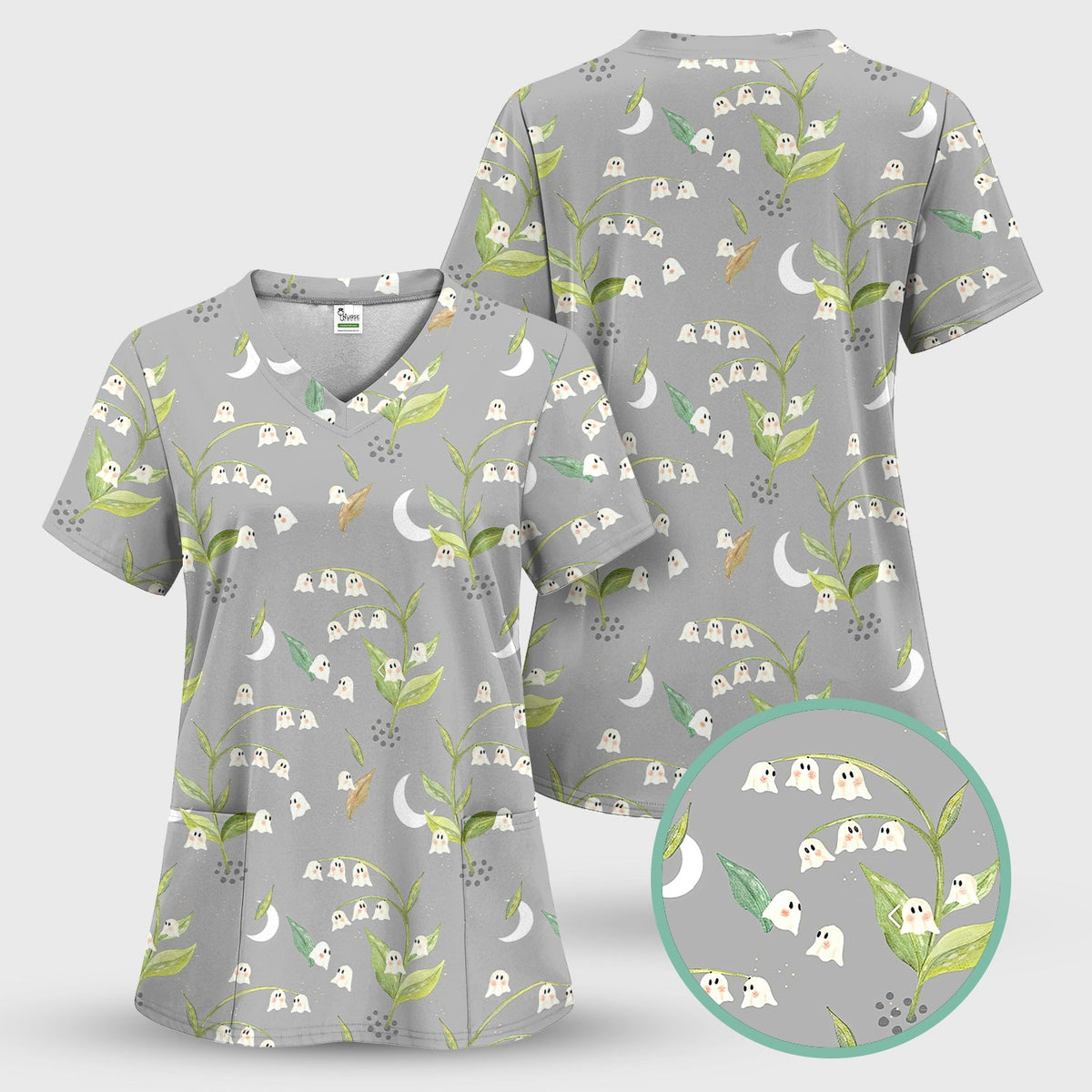 Floral Ghost Lily Nurse Shirt