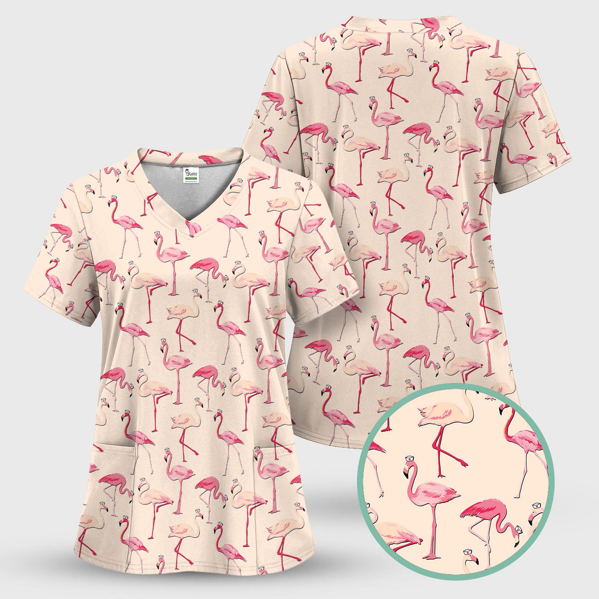 Flamingo Nurse Scrub Top
