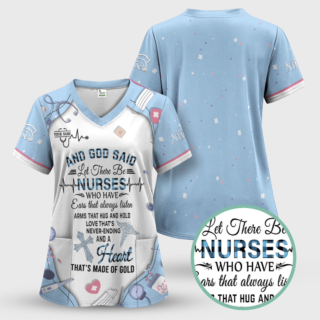 Personalized Christian Faith Nurse Scrub Top