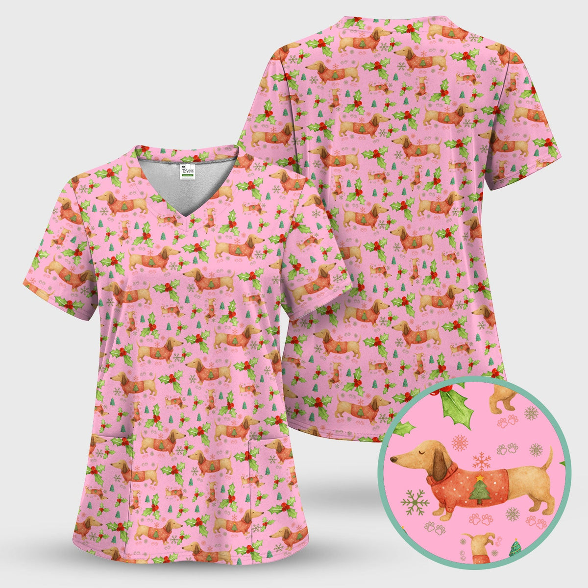 Dachshund Nurse Scrub Top - Christmas Gift
