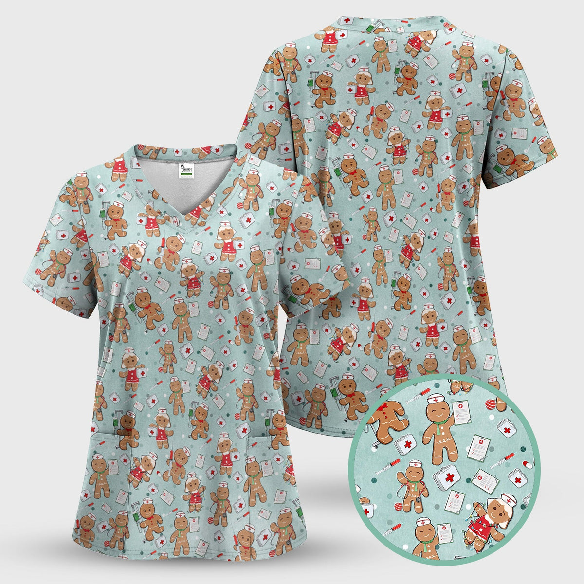 Gingerbread Man Scrub Top - Christmas Gift For Nurse
