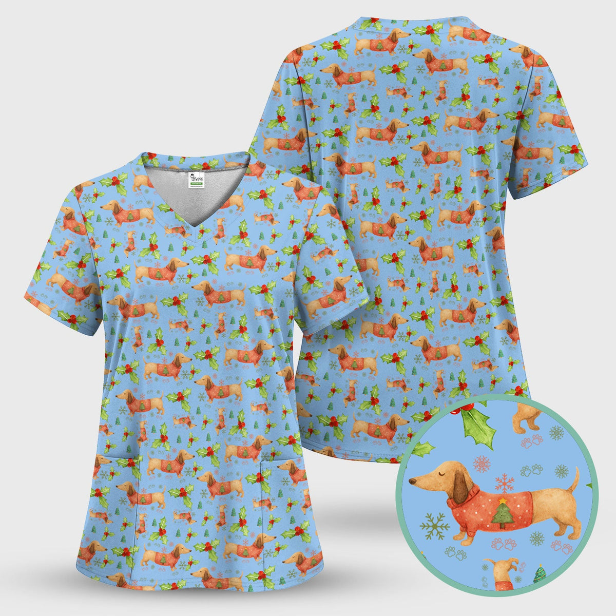 Dachshund Nurse Scrub Top - Christmas Gift