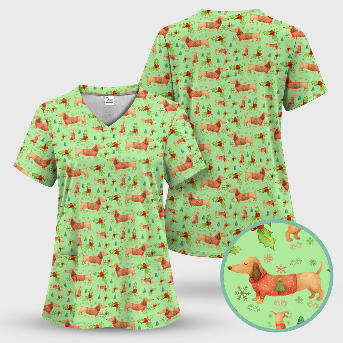Dachshund Nurse Scrub Top - Christmas Gift