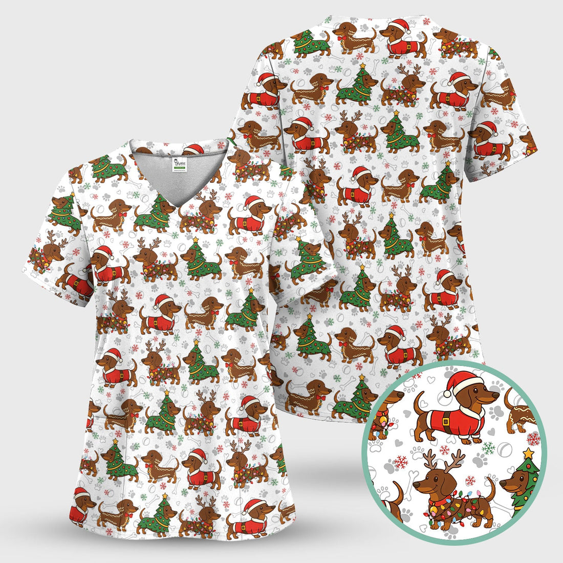 Wiener Dachshund Nurse Scrub Top - Christmas Gift For Dog Lover