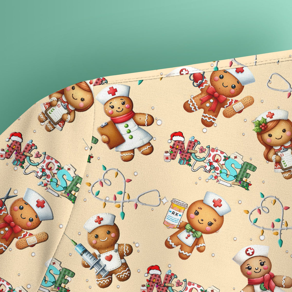 Gingerbread Cookie Nurse Scrub Top - Christmas Gift