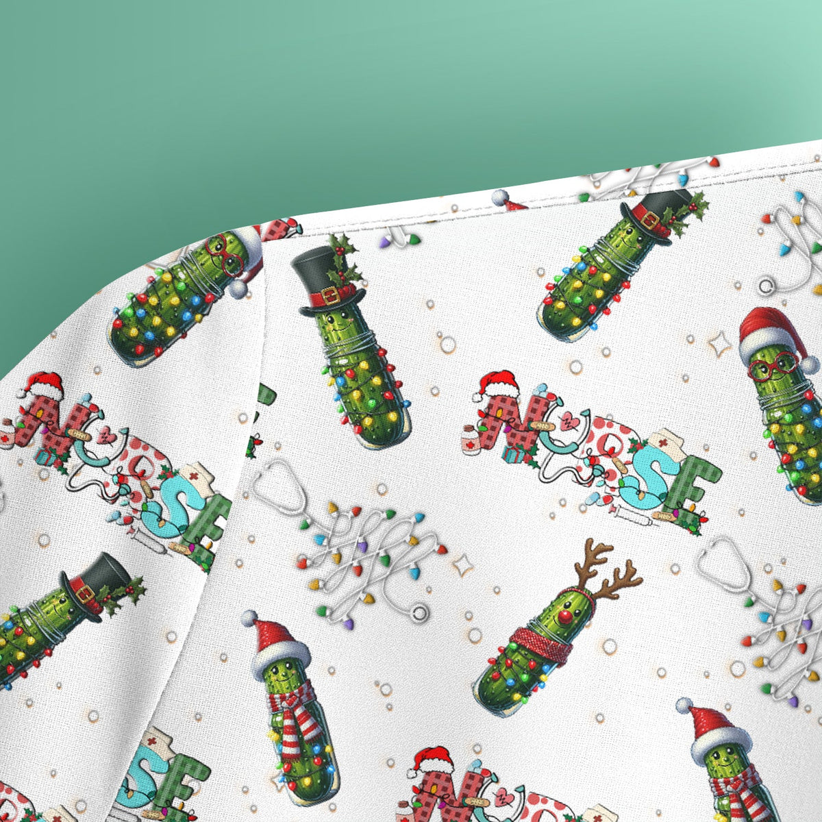 Christmas Pickle Nurse Scrub Top