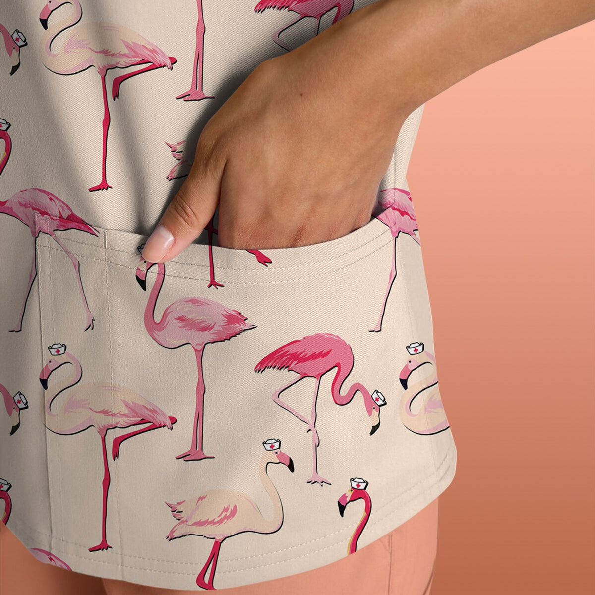 Flamingo Nurse Scrub Top