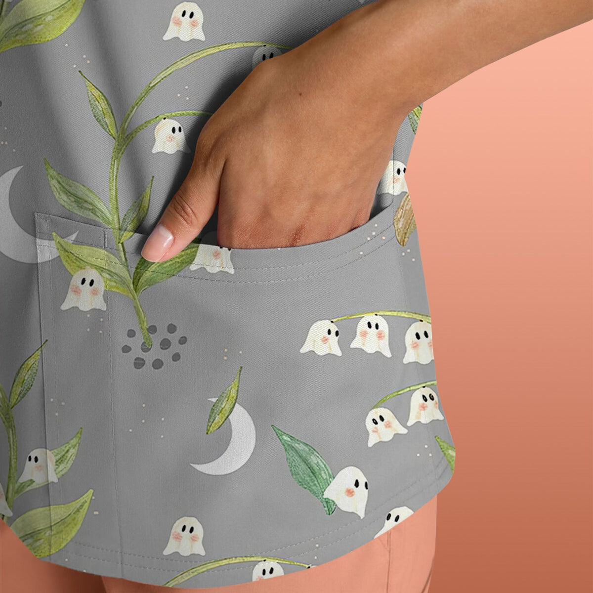 Floral Ghost Lily Nurse Shirt
