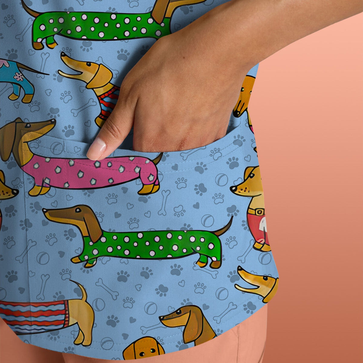 Dachshund Dog Nurse Scrub Top