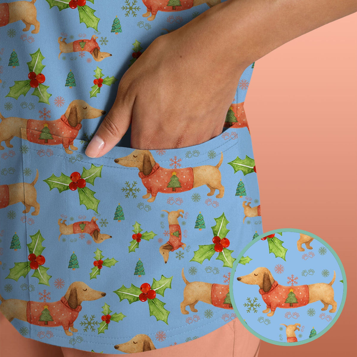 Dachshund Nurse Scrub Top - Christmas Gift