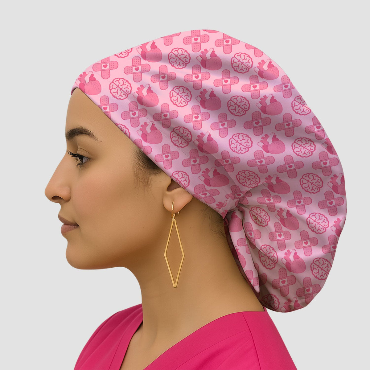 Heart Brain Medical Icon Scrub Cap For Nurse