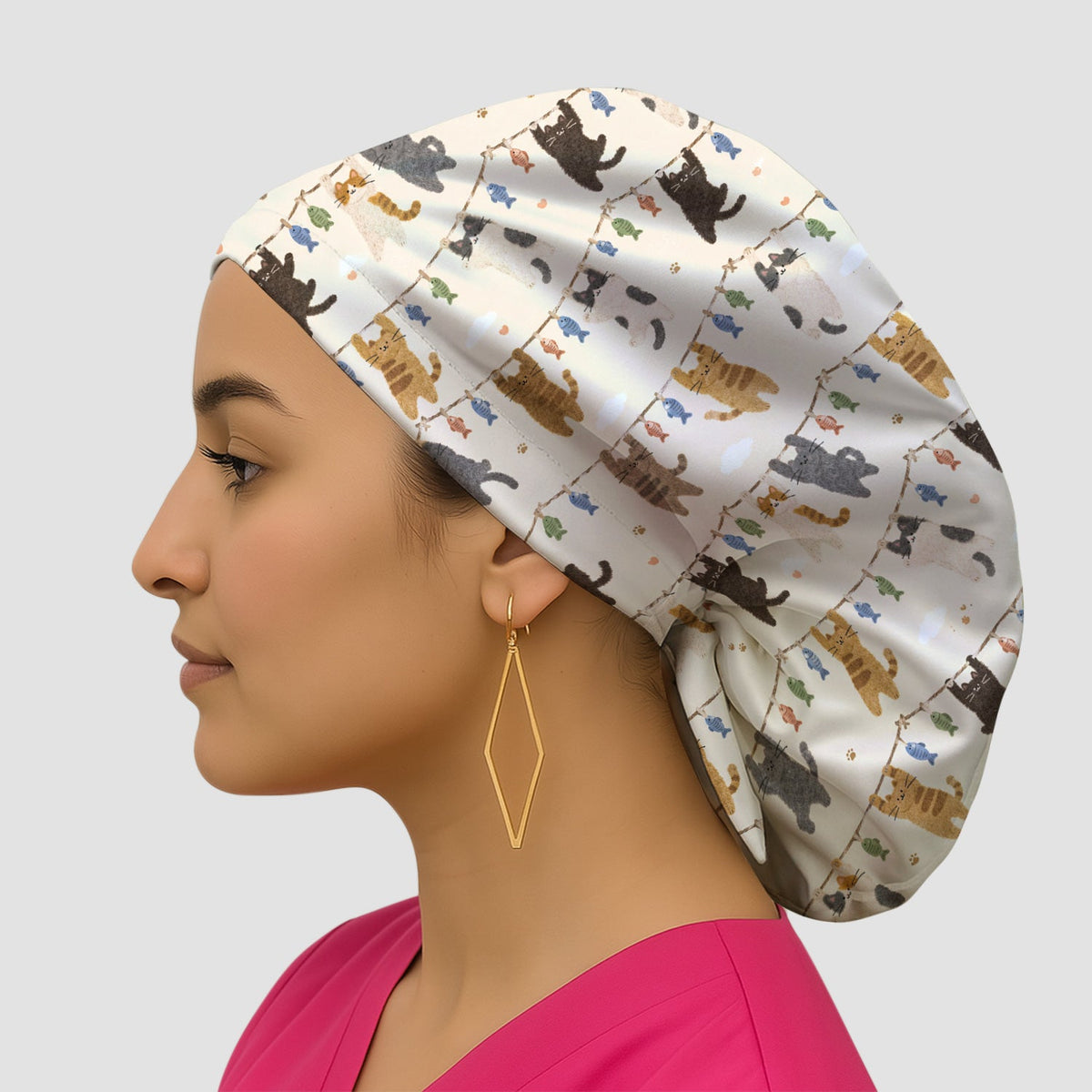 Hanging Cat Fishline Scrub Cap