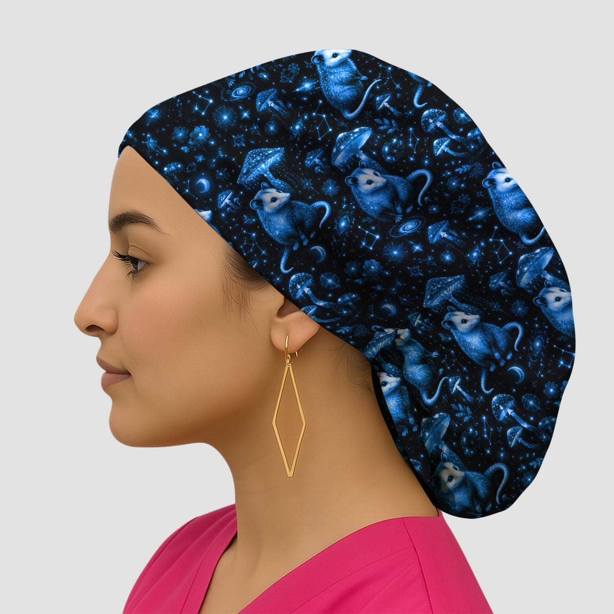 Celestial Blue Opossum Mushroom Scrub Cap