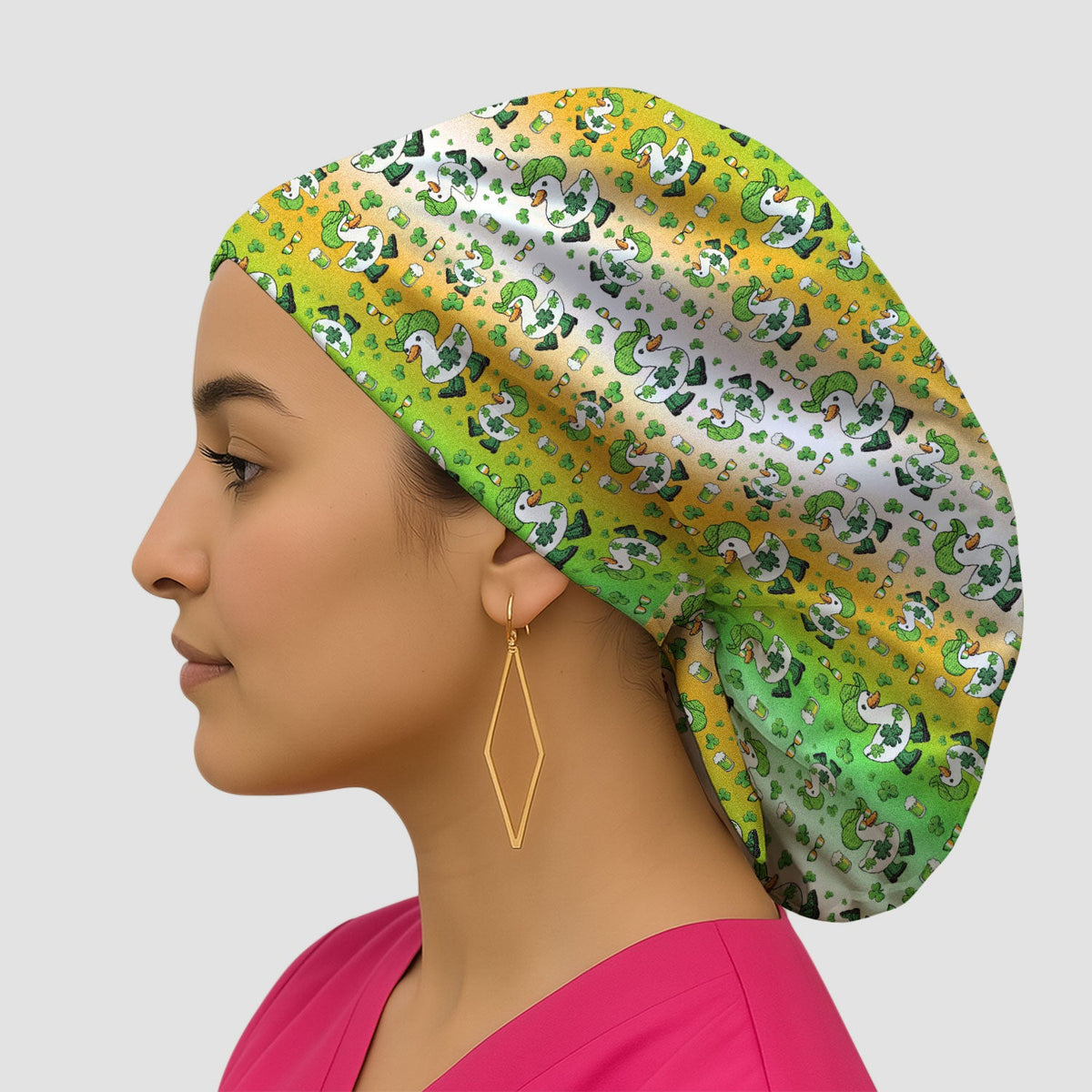 St Patrick Goose Shamrock Scrub Cap