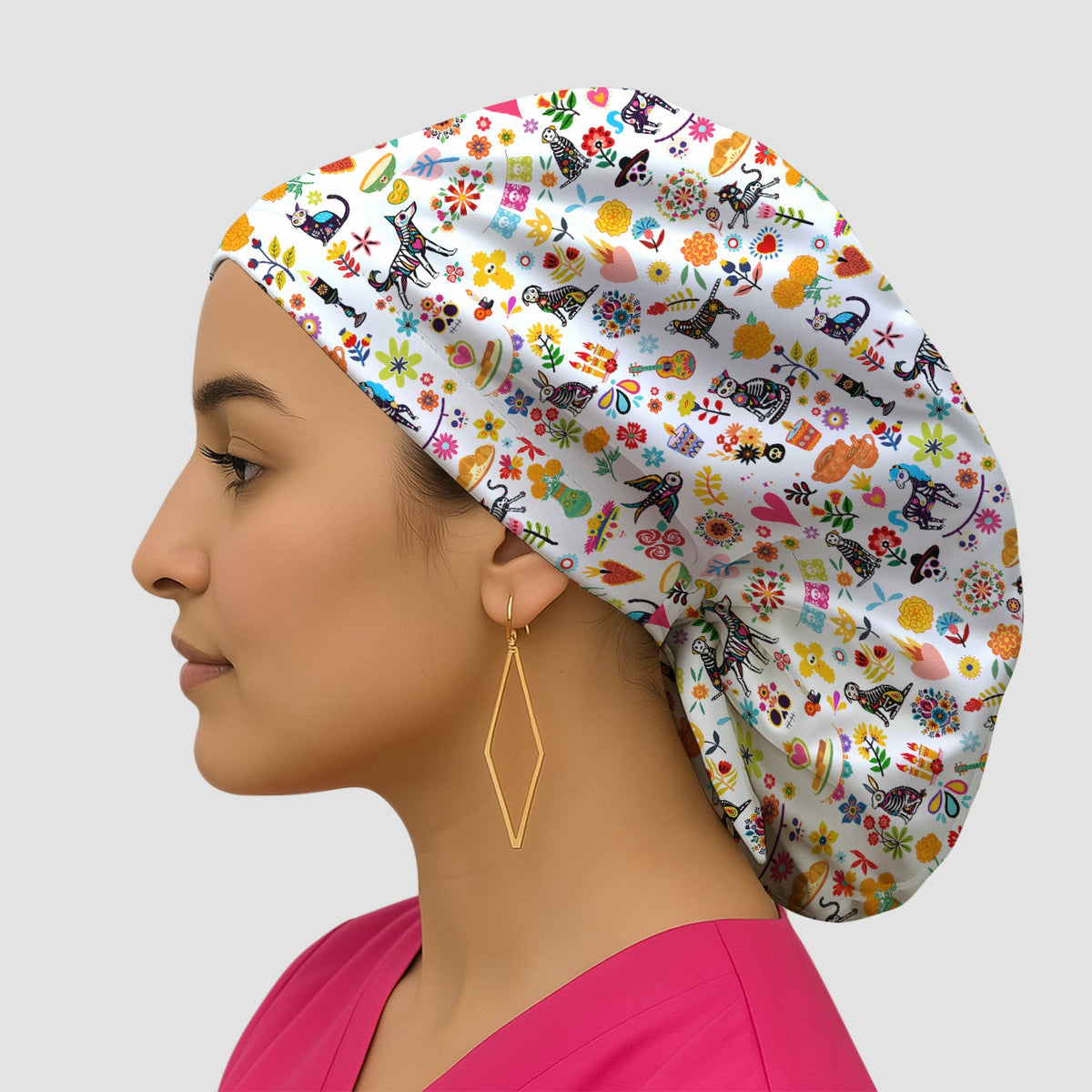 Day Of The Dead Sugar Skull Scrub Cap