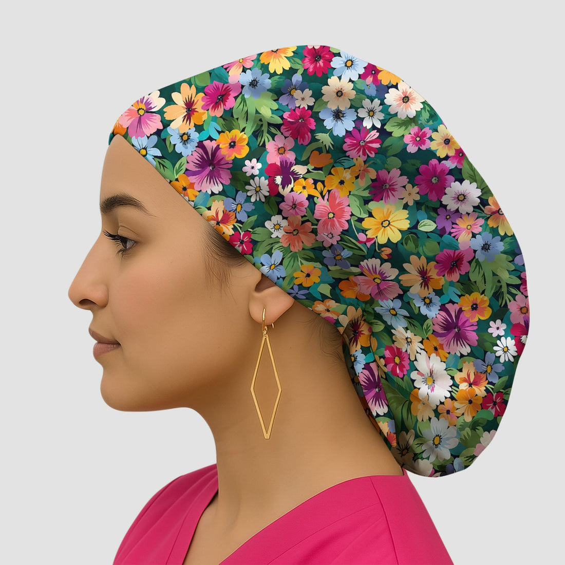 Colorful Wildflower Garden Scrub Cap