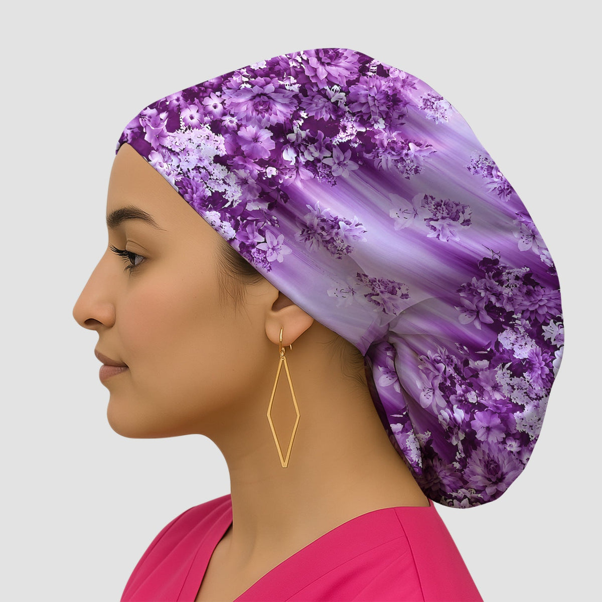 Purple Blossom Garden Scrub Cap