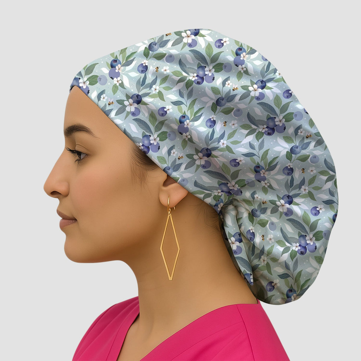 Fresh Blueberry Blossom Garden Scrub Cap