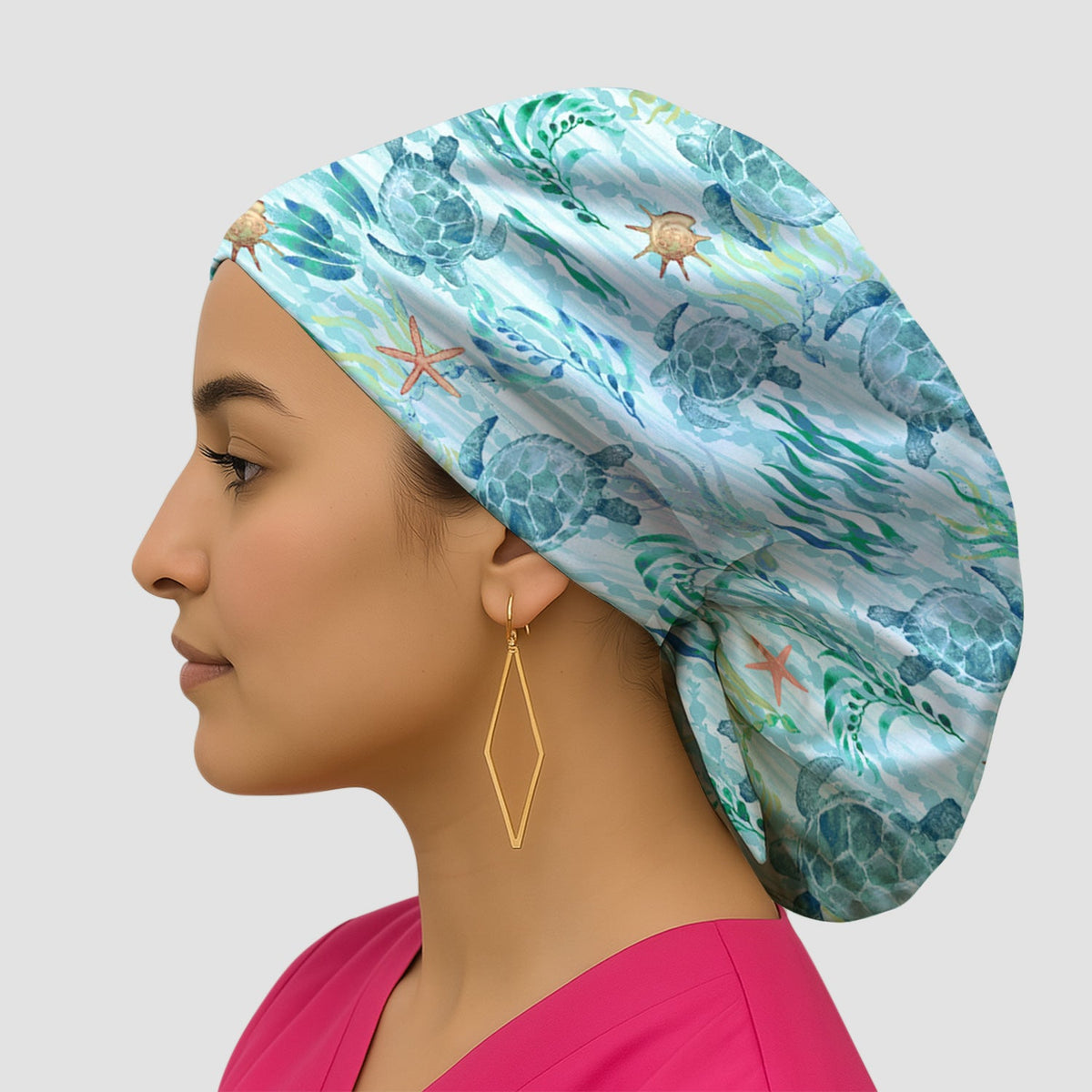 Sea Turtle Watercolor Scrub Cap