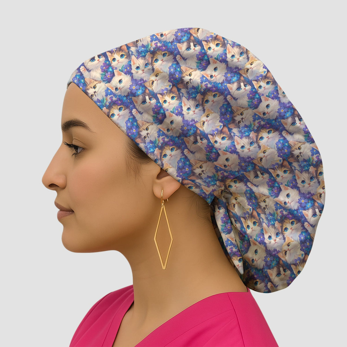Cute Blue Eyed Kitten Scrub Cap